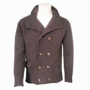 China IKRR Men's Woolen Jacket/Cardigan, Comfortable and Fashionable, Warm, Comes in Brown  wholesale