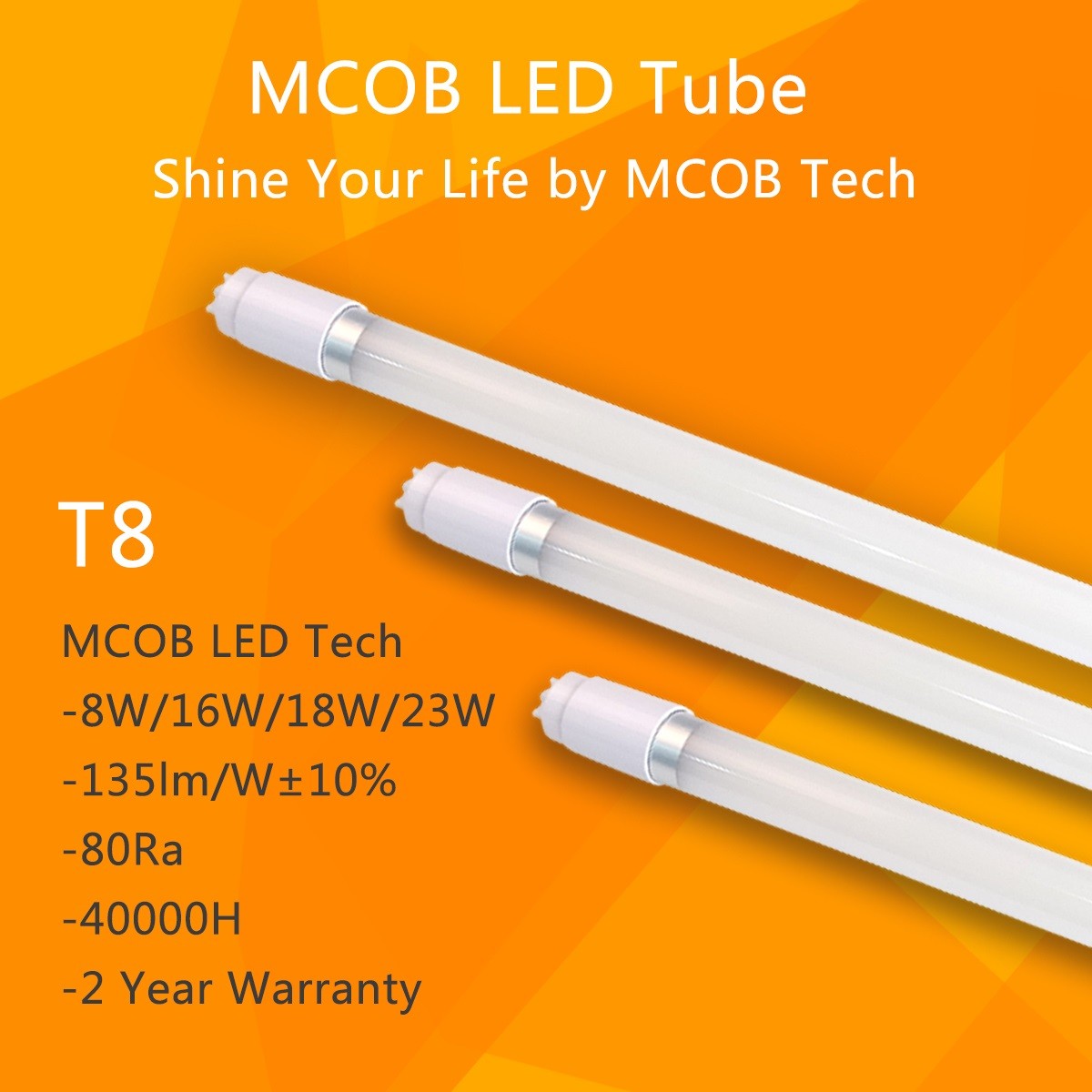 China MCOB T8 LED Light Tube 18W(60W equivalent), 2430lm Energy Saving Fluorescent Tube Replacement wholesale