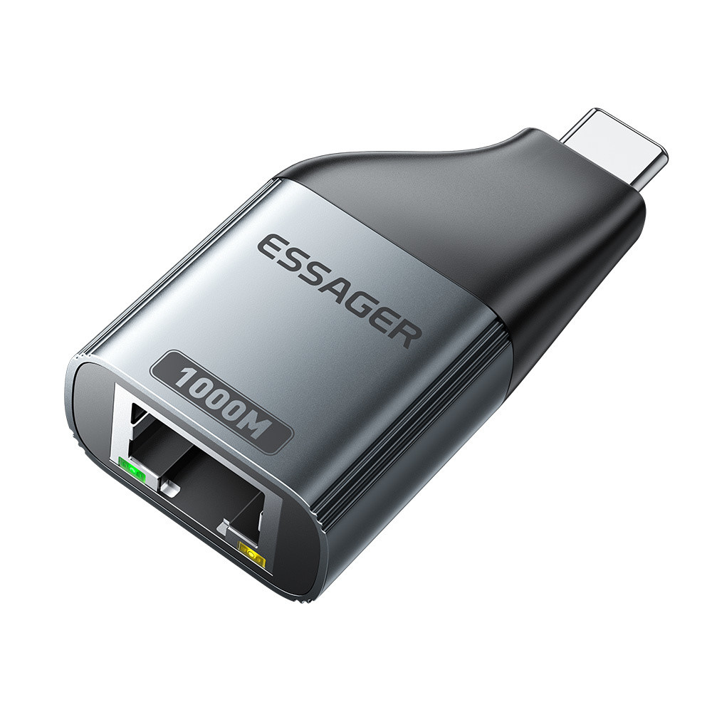 China ESSAGER ES-OTG22 Type C USB C To RJ45 Ethernet Adapter 100 1000 Mbps wholesale