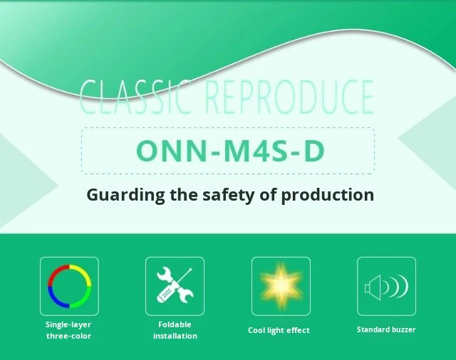 Onn M4S-D Tri Color LED Machine Tool Indicator Light With Buzzer Foldable DC 24V IP65 Rated 85dB 360 Beam Angle