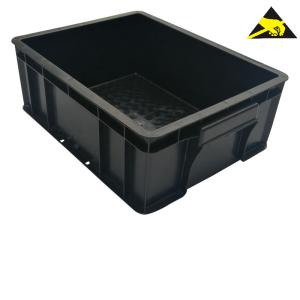 China Esd Plastic Box Cleanroom Black Plastic Circulation Safe Box Esd Pcb Trays Esd Stackable Bins For Anti-Static Protection wholesale