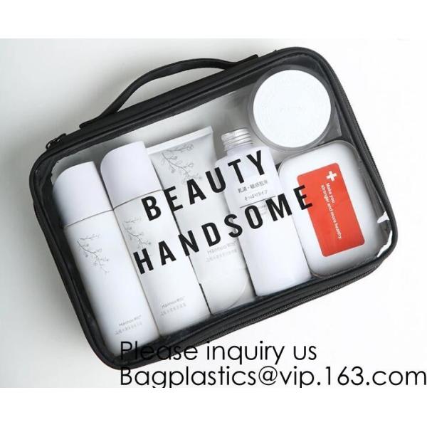 Eco ladies cosmetic bag PU leather pvc cosmetic pouch,Reusable Ladies Girls Clear Transparent PVC Cosmetic Pouch