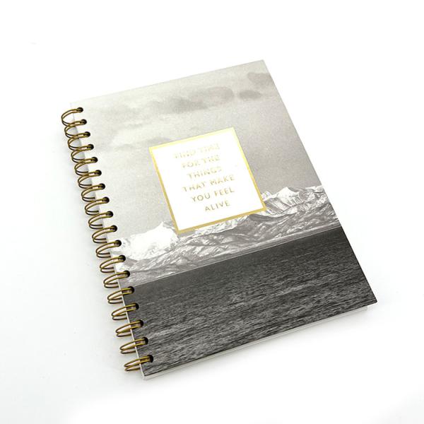 Quality A4 Spiral Notebook Printing With Lined Pages Gold Foiled Logo for sale