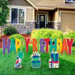 China Custom Outdoor Yard Signs Happy Birthday Yard Card With Stakes on sale
