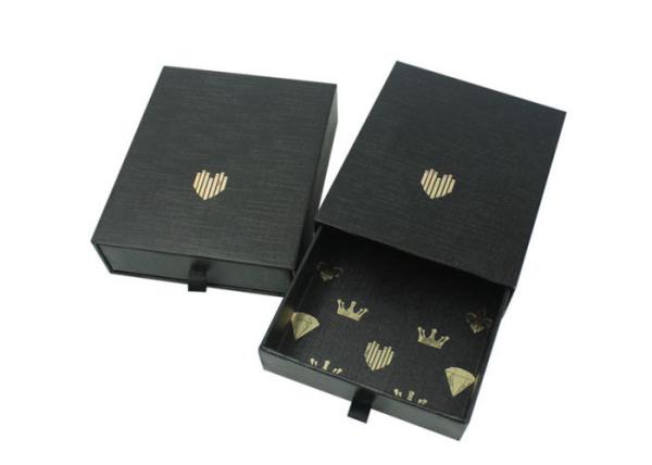 Quality Drawer Type Custom Printed Gift Boxes Black Color Gloss / Matte Lamination for sale