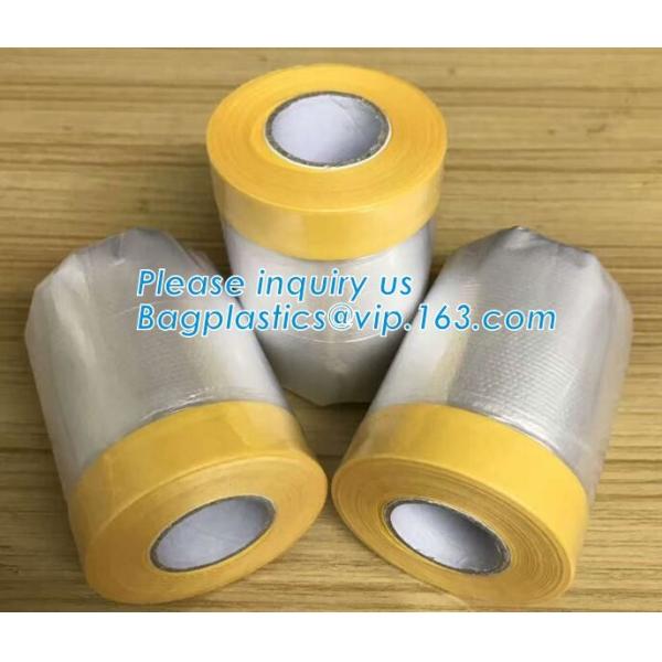 Pre-tapd paint masking film HDPE,Car paint repair masking film with tape, Hot sell masking film with adhesive tape, PAC