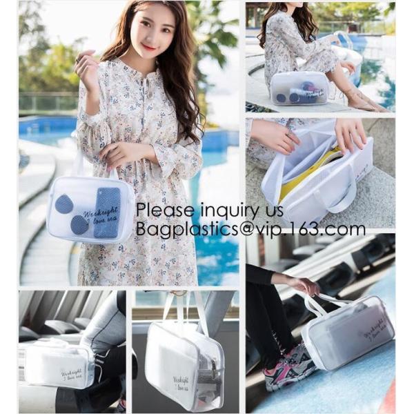 Eco ladies cosmetic bag PU leather pvc cosmetic pouch,Reusable Ladies Girls Clear Transparent PVC Cosmetic Pouch