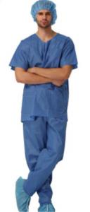 China SMS Non Woven Disposable Scrub Suits Anti Static For Doctor / Nurse on sale