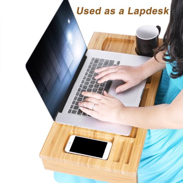 CE/EU Certified Bamboo Laptop Stand Organizer Ideal for Home and Office Computer Desk