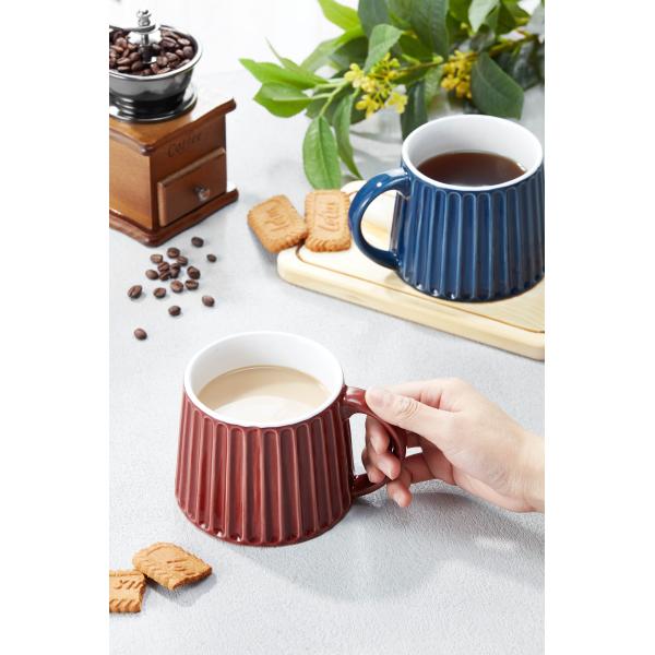 Cute Ceramic Mugs Handmade 480ml Ceramic Unique Coffee Mug With Lines