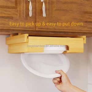 BAMBOO Tableware Kitchen Counter Vertical Paper Plate Dispenser With Internal