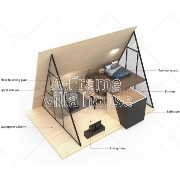 EU Triangle A-Shaped Steel Structure Frame Room Modern Tiny House Prefab Kit Luxury Triangle A-Frame House with Wooden Houses