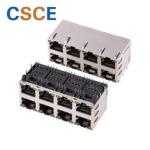 2 X 4 Multiple Port RJ45 Modular Jack 59C Series With EMI / Leds