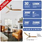 52in solid wood Remote Control Smart App Control Wifi led Ceiling Fan With Light