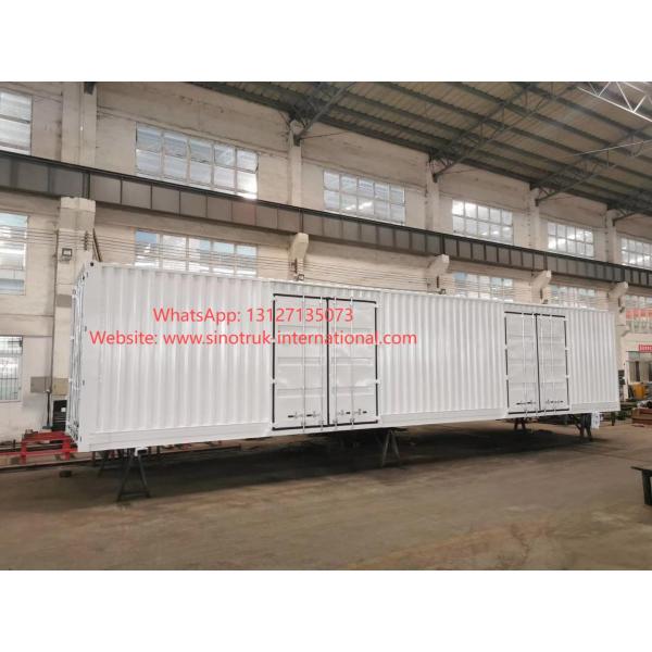 2 Axle White Enclosed Box Semi Trailer With Two Side Door Per Side