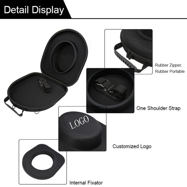Black 5mm EVA 75degrees Baseball Hat Travel Bag With Double Zipper