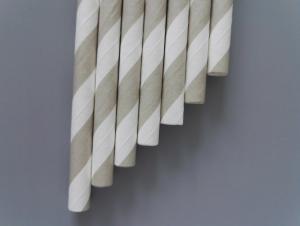 China Biodegradable Food Packaging Flexible Paper Straws Grey Stripe 7.75 100pcs / Box wholesale