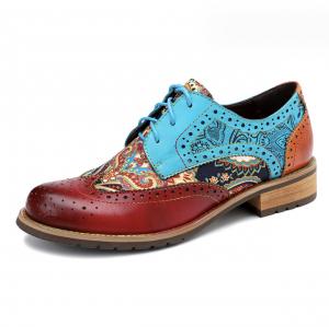 China British Style Womens Brogue Oxford Shoes Multi Colored Womens Leather Derby Shoes wholesale