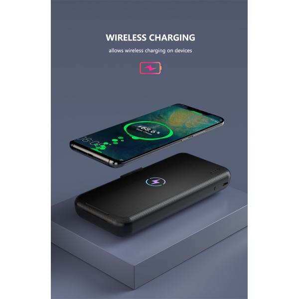 Black / White Power Bank Inbuilt Cable , Power Bank Wireless Fast Charging