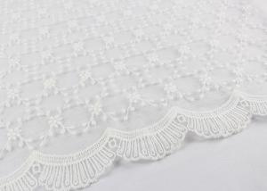 China Beautiful Embroidered Lace Fabric Scalloped Edge Lace Fabric For Ivory Wedding Dresses wholesale