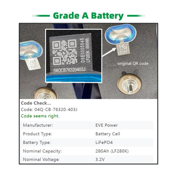Multipurpose 302Ah 320Ah 280ah Lifepo4 Cells Prismatic Lfp Cells LF280K