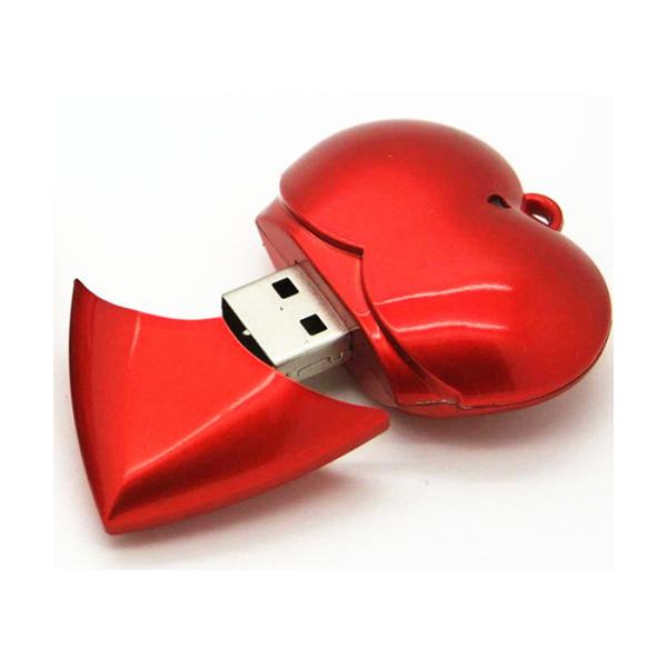 Red 32g Usb Flash Drive , Heart Shaped Round Plastic Usb Flash Drive