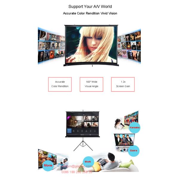 100" 4:3 foldable tripod projection projector screen HD 3D TV home theater matte white