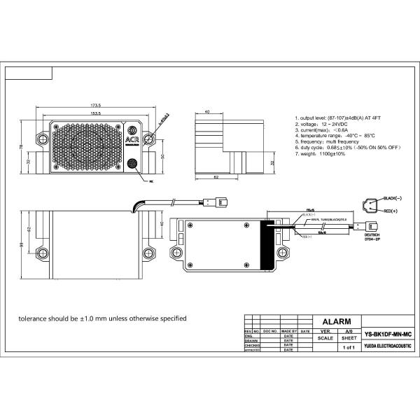 ECCO CE 115dB White Noise Reversing Beeper Dust Proof Anti Vibration