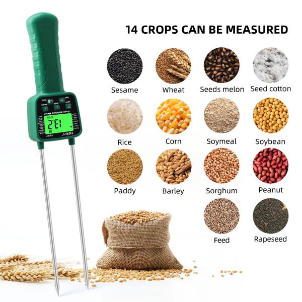 14 Kinds Grain Moisture Meter Cereal Hygrometer Voice Alarm Humidity Tester