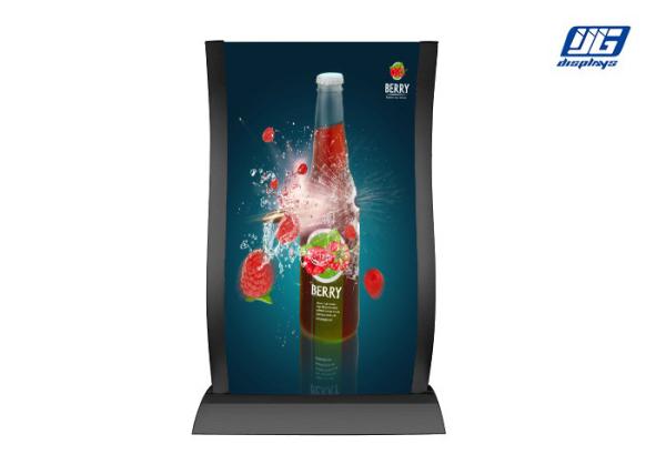 Quality Arc Dual Sided Poster Display Stands With Clear PS Lens / Iron Base for sale