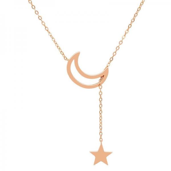 Quality 925 Sterling Silver personalized Charm Link Chain Gold jewelry Moon and star Sign Necklace for sale