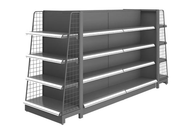 Quality Spacious Space 1.5mm Free Standing Display Rack Heavy Duty Double Side for sale