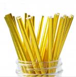 Food Grade Gold Blocking Coloured Paper Straws , Decorative Drinking Straws Pass