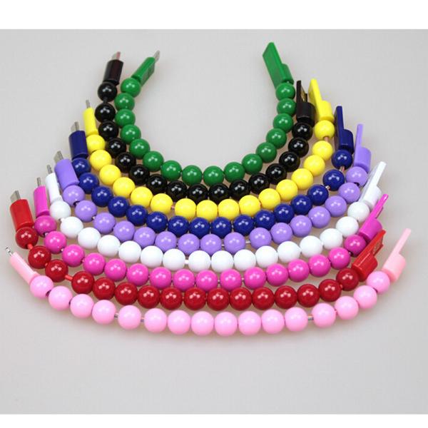 Quality Wearable Bracelet Micro USB Cable 1ft 24cm Charger Bead Sync Data Extra Charging Line for sale