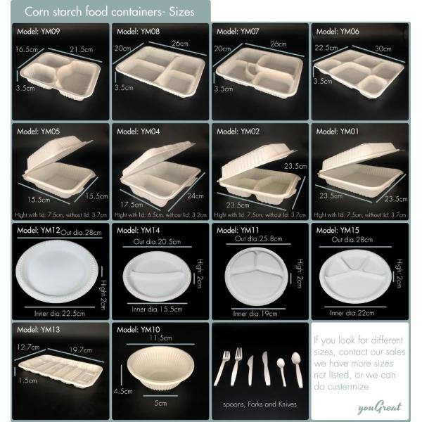 biodegradable compostable food container box microwave safe cornstarch container