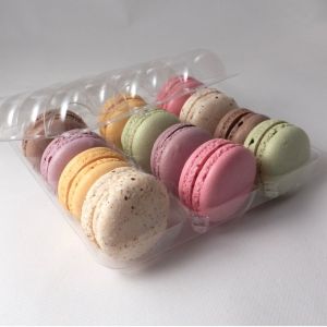 30 Cavities Macaron Clamshell Packaging Rectangular Plastic Cake Containers