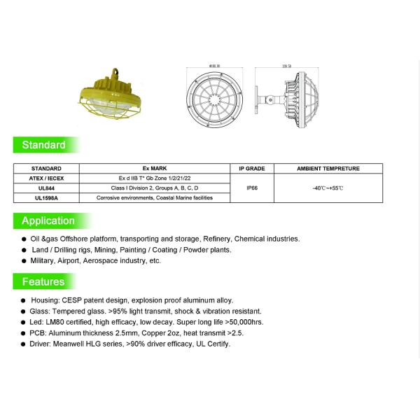 explosion proof led lighting class 1 division 2 hazardous area light fittings