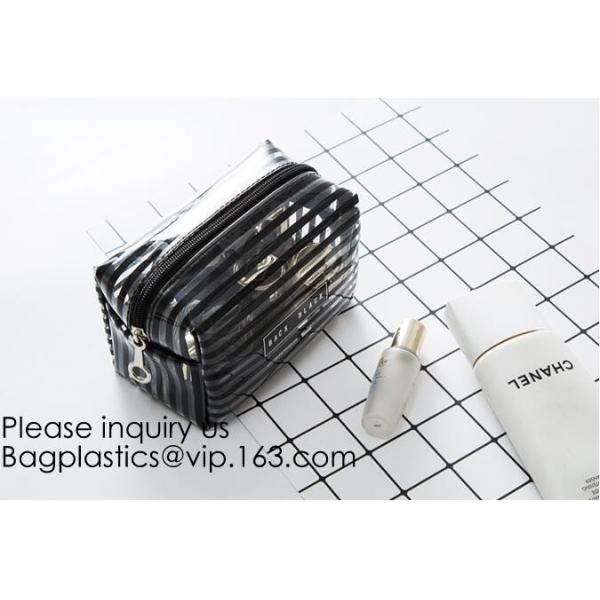 Eco ladies cosmetic bag PU leather pvc cosmetic pouch,Reusable Ladies Girls Clear Transparent PVC Cosmetic Pouch