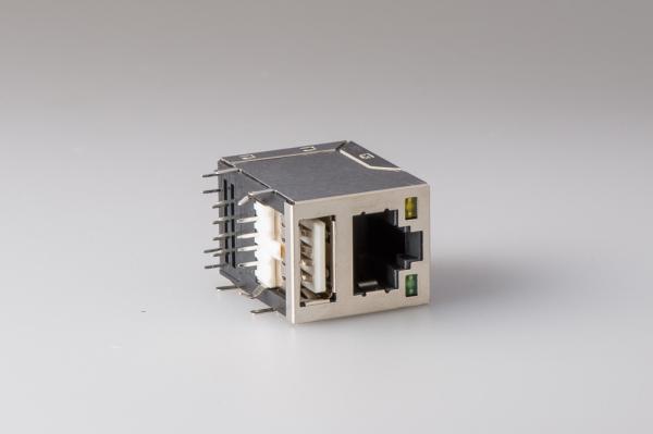 Quality Female Modular RJ45 Ethernet Connectors With USB Female Connector  With  Led for sale
