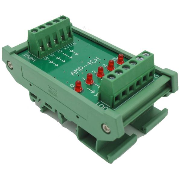 Quality 4 Channels DC 24V PLC Amplifier Plate Board PNP Input NPN Output Opto-isolated Design for sale