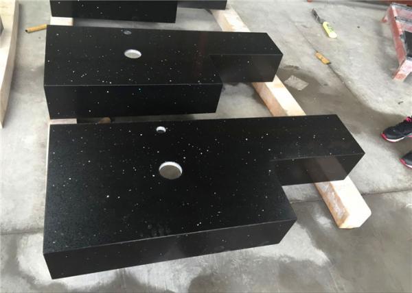 Quality Black Sparkle Quartz Engineered Stone Countertops With Aprons Laminated for sale