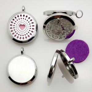 China New 316L Stainless Steel Round Hollow Cutting Perfume Scented Oil Filling Floating Lockets wholesale