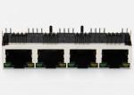 Yellow / Green LED RJ45 Multiple Port Connectors , RJ45 PCB Socket Through Hole