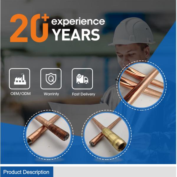 5/8" 4ft 8ft Copper Clad Earth Rod For Grounding In Electrical Systems