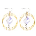 Three Circle Loop Hoop Dangle Pendant Earring With Gold Plated Connector