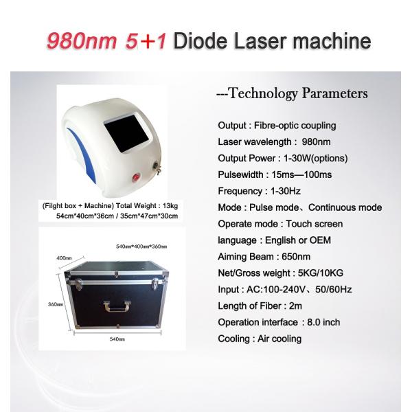 2021 5 in 1 Spider Veins Laser 980 nm Laser Vascular Removal Machine