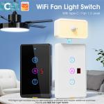 Tuya WiFi Fan Light Switch Type C with Timer and Voice Control, Compatible with