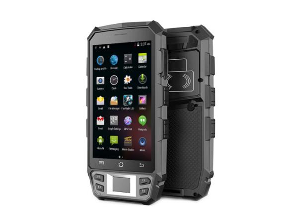 UHF RFID Handheld Reader Rugged With Fingerprint / 1D 2D Barcode Scanner And NFC