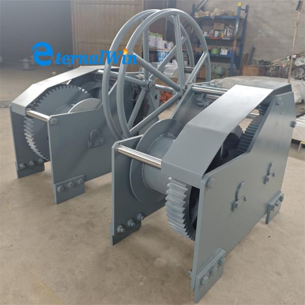 40T Marine Boat Manual Towing Winch With Wire Rope 50m Drum Capacity