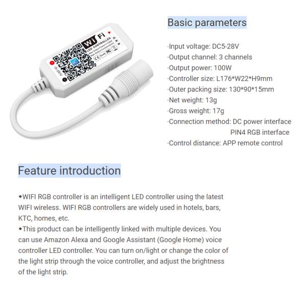 Voice Control LED Strip Wifi Controller For RGB Strip Light CE Certified